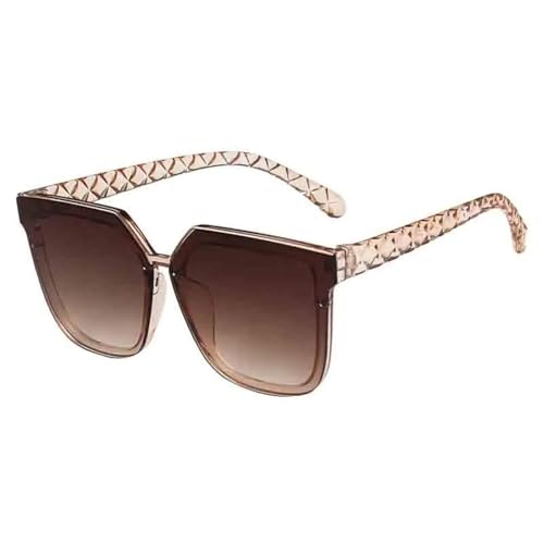 PPFVVTV Klassische Sonnenbrille mit übergroßem Rahmen für Damen und Herren, luxuriös, Retro, fürs Autofahren, Outdoor, Reisen, UV400 (Teebraun) von PPFVVTV