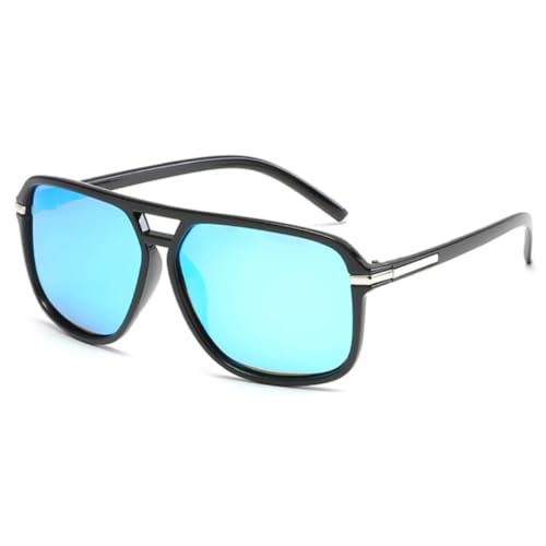 PPFVVTV Klassische übergroße Sonnenbrille, modisch, groß, Kunststoff, für Herren, Vintage, Unisex, Autofahrer-Sonnenbrille, UV400 (Schwarz/Blau) von PPFVVTV