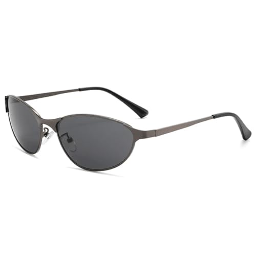 PPFVVTV Luxuriöse Cat-Eye-Sonnenbrille mit Metallrahmen für Damen, Punk, beliebte Herren-Sonnenbrille für Autofahrten, Reisen, Party, UV400 (Gun Gray) von PPFVVTV