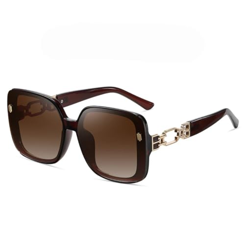 PPFVVTV Luxuriöse Sonnenbrille mit großem Rahmen, beliebte Sonnenbrille für Damen, Farbverlaufsbrille, UV400 (C2ClearTea) von PPFVVTV