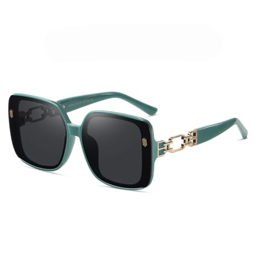PPFVVTV Luxuriöse Sonnenbrille mit großem Rahmen, beliebte Sonnenbrille für Damen, Farbverlaufsbrille, UV400 (C3GrünSchwarz) von PPFVVTV