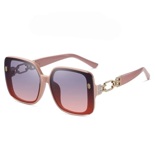 PPFVVTV Luxuriöse Sonnenbrille mit großem Rahmen, beliebte Sonnenbrille für Damen, Farbverlaufsbrille, UV400 (C6Pink) von PPFVVTV