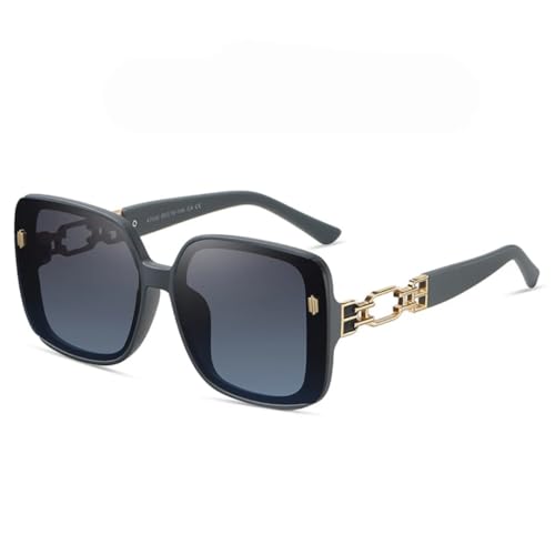PPFVVTV Luxuriöse Sonnenbrille mit großem Rahmen, beliebte Sonnenbrille für Damen, Farbverlaufsbrille, UV400 (CGreyBlue) von PPFVVTV