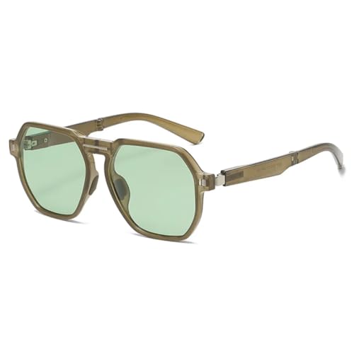 PPFVVTV Luxus-Falt-Sonnenbrille für Damen und Herren, modische Vintage-Sonnenbrille mit Punk-Motiv (Olivgrün) von PPFVVTV
