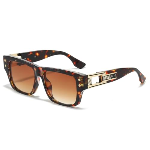 PPFVVTV Luxus Leopard Gradient Damen Sonnenbrille Retro Trendy Herren Freizeit Sonnenbrille UV400 (Leopardentee) von PPFVVTV