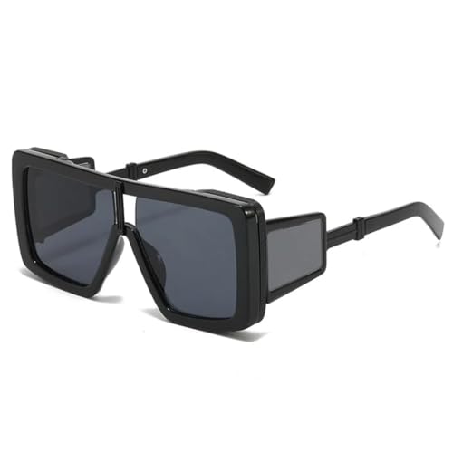 PPFVVTV Luxus Retro Leopard Gradient Einteilige Damen Sonnenbrille Rock Punk Style Herren Sonnenbrille UV400 (schwarz grau) von PPFVVTV