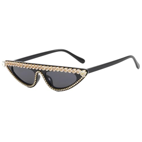 PPFVVTV Luxus Strass Rahmen Frauen Trend Männer Sonnenbrille Sommer Reisen Party Brillen Uv400 (Schwarz Grau) von PPFVVTV