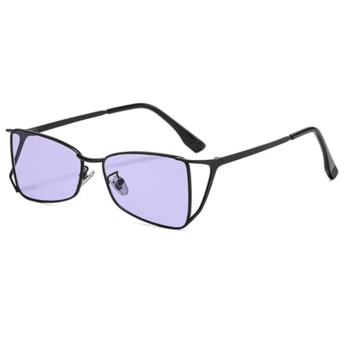 PPFVVTV Metall Vintage Damen Luxus Sonnenbrille Herren Beliebte Outdoor Punk Hohl Steampunk (Schwarz-Lila) von PPFVVTV