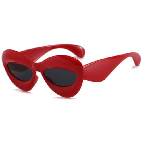 PPFVVTV Mode Cat Eye Sommer Reise Damen Sonnenbrille Männer Party Beliebte Shades Uv400 (Rot Grau) von PPFVVTV