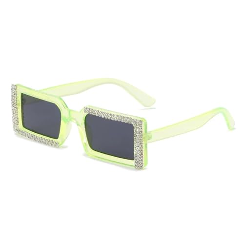 PPFVVTV Modetrend Sonnenbrillen Damen Herren Luxus Strass Brillen Straßenfotografie UV400 (Hellgrün Grau) von PPFVVTV