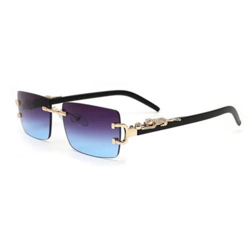 PPFVVTV Modische, trendige, rahmenlose, rechteckige Sonnenbrille aus Metall mit Leopardenmuster für Herren und Damen (C1) von PPFVVTV