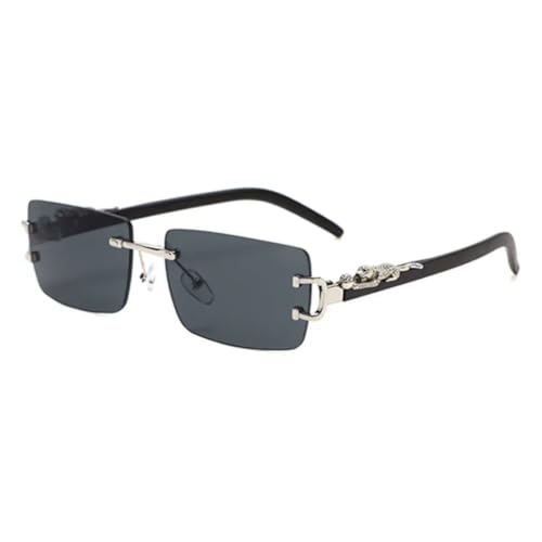 PPFVVTV Modische, trendige, rahmenlose, rechteckige Sonnenbrille aus Metall mit Leopardenmuster für Herren und Damen (C2) von PPFVVTV