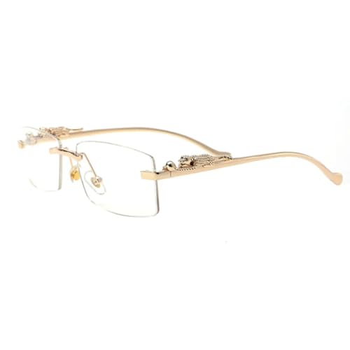 PPFVVTV Modische, trendige, rahmenlose, rechteckige Sonnenbrille aus Metall mit Leopardenmuster für Herren und Damen (C8) von PPFVVTV