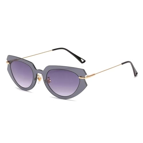 PPFVVTV Modische Cat-Eye-Sonnenbrille aus Metall für Damen und Herren, luxuriös, Retro, Metall, für Reisen und Straßenfotografie, UV400 (Gold, Farbverlauf, Grau) von PPFVVTV