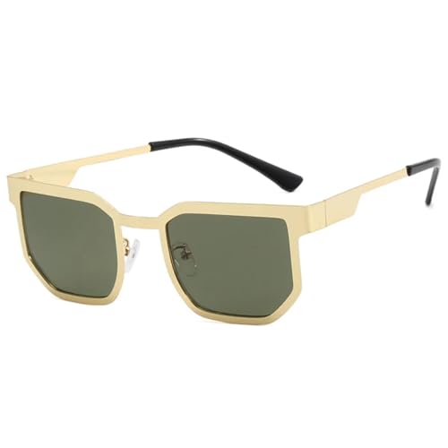 PPFVVTV Modische Sonnenbrille aus Metall für Damen, Luxus-Sonnenbrille für Herren, Outdoor-Sport, Reisen, Brillen, UV400 (Goldgrün) von PPFVVTV
