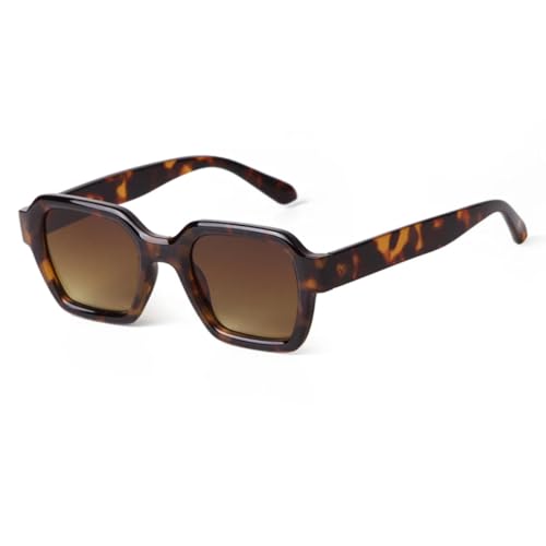 PPFVVTV Modische Sonnenbrille mit Schildpatt-Muster, transparent, grau, für Damen, Vintage-Dekor, rechteckiger Rahmen, Herren-Sonnenbrille, UV-Schutz (5) von PPFVVTV