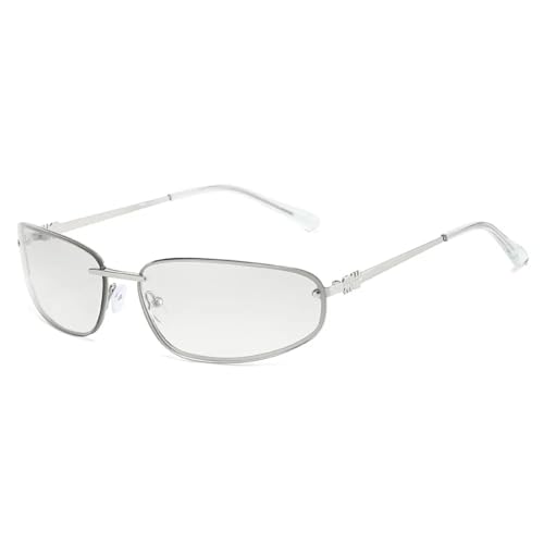 PPFVVTV Modische Sonnenbrillen für Damen, Vintage, silberfarben, Katzenauge, Herren, Punk-Brille, UV400, Autofahrer-Sonnenbrille (Silber) von PPFVVTV