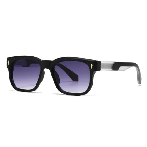 PPFVVTV Modische Vintage-Sonnenbrille mit Nieten, Punk-Stil, für Damen und Herren, beliebt, fürs Autofahren im Freien, Luxus-Sonnenbrille (schwarz/grau) von PPFVVTV