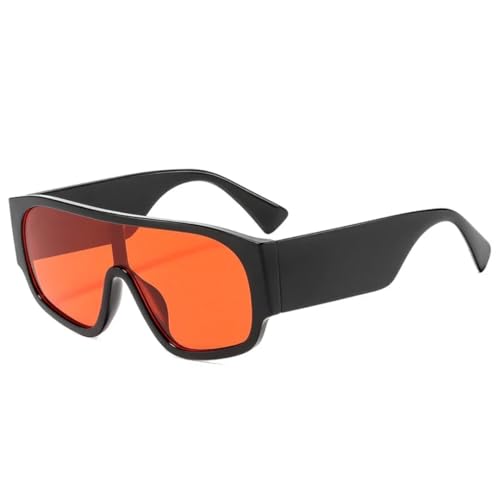 PPFVVTV Modische einteilige übergroße Damen-Sonnenbrille, UV400, Retro-Punk-Männer, breite Beine, rot-grüne Sonnenbrille (schwarz-rot) von PPFVVTV