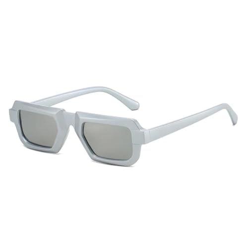 PPFVVTV Modische kleine rechteckige Sonnenbrille für Damen, UV400, Retro, silberfarbener Spiegel, für Herren, trendig, für draußen (Silber, silberfarbener Spiegel) von PPFVVTV