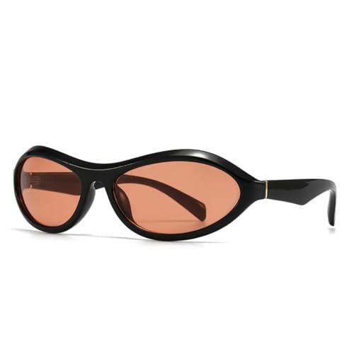 PPFVVTV Modische ovale Sonnenbrille für Damen, beliebte Reit-Sonnenbrille für Herren, Outdoor-Sport (schwarz/rot) von PPFVVTV