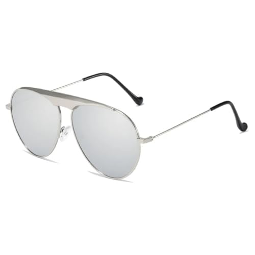 PPFVVTV Modische übergroße Sonnenbrille mit Doppelsteg, Damen, UV400, Retro, Herren, Dunkelgrün (Silber-Silberspiegel) von PPFVVTV