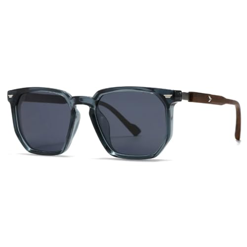 PPFVVTV Polygon Herren-Sonnenbrille, modisch, für Damen, Luxus, Nieten, Sonnenbrille, UV400 (blau, hellblau, grau) von PPFVVTV