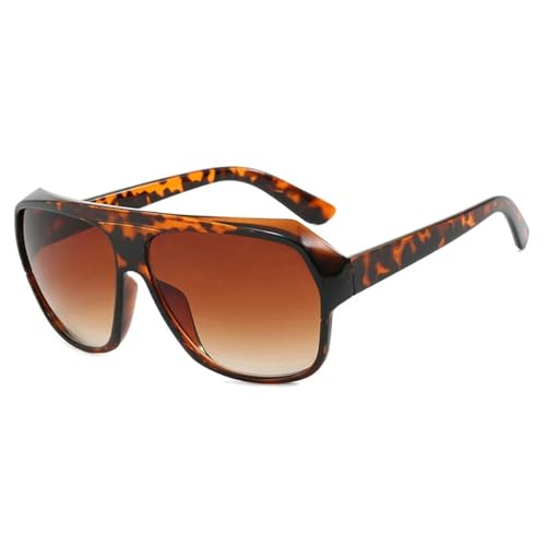 PPFVVTV Punk Oversized Rahmen Damen Sonnenbrille Luxus Herren Sommer Reisen Angeln Autofahren Brillen UV400 (Leopardenbraun) von PPFVVTV