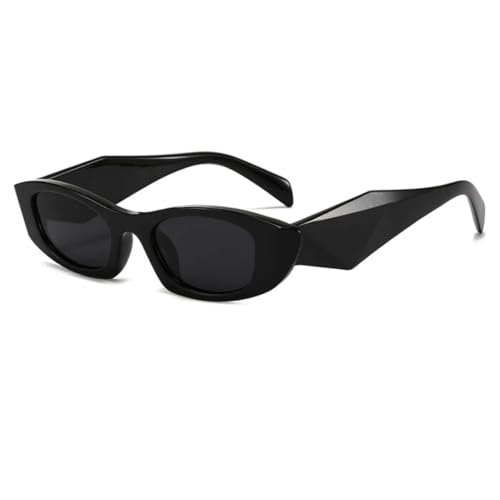 PPFVVTV Punk-Sonnenbrille für Damen, beliebt, modisch, klein, rechteckig, Sonnenbrille, weiblich, blau, gelb, UV400-Schutz (schwarz-schwarz) von PPFVVTV