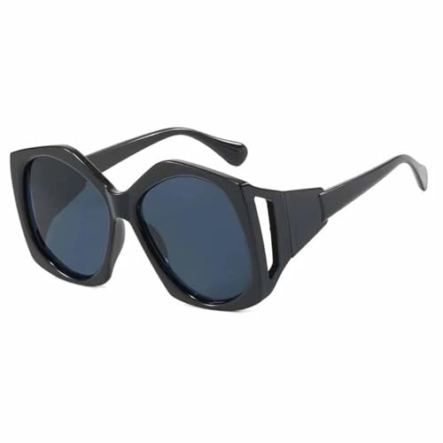 PPFVVTV Punk Unregelmäßiger Polygon Übergroßer Rahmen Damen Sonnenbrille Herren Shades Eyewear UV400 (Schwarz Grau) von PPFVVTV
