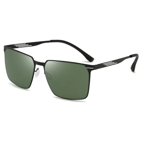 PPFVVTV Rahmen Herren Metall Sonnenbrille Mode Fahren UV-Schutz HD Sonnenbrille (Schwarz Grün) von PPFVVTV