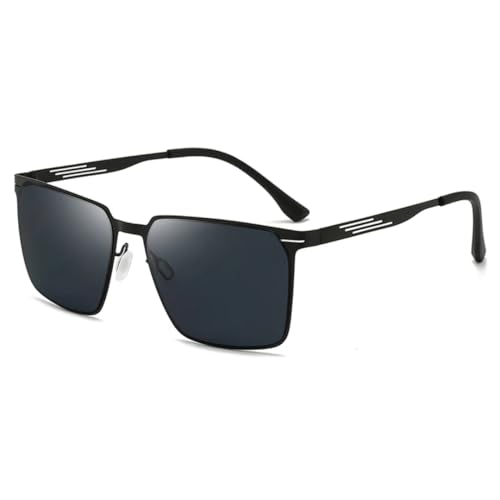 PPFVVTV Rahmen Herren Metall Sonnenbrille Mode Fahren UV-Schutz HD Sonnenbrille (Schwarz Schwarz) von PPFVVTV