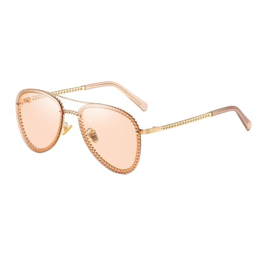 PPFVVTV Rahmenlose Kette Luxus-Sonnenbrille Herren Damen Fashion Shades UV400 Vintage Brille (C3 Champagner) von PPFVVTV