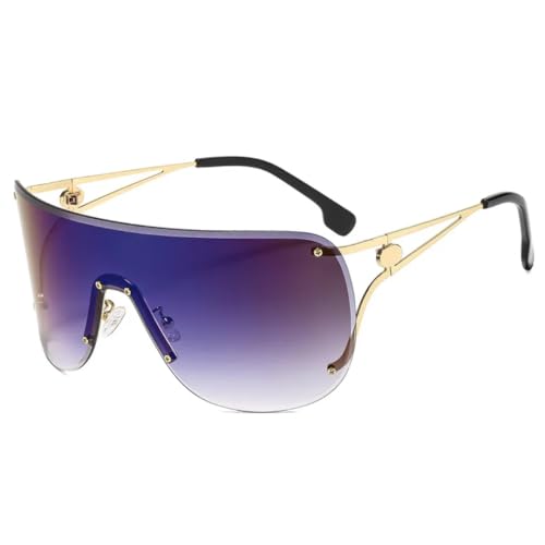 PPFVVTV Rechteckige rahmenlose Vintage-Sonnenbrille für Männer und Frauen, modisch, Retro, luxuriös, UV400-Schutz (Gold-Blauspiegel) von PPFVVTV