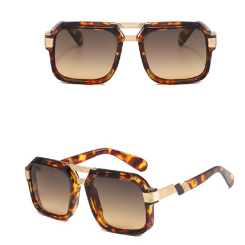 PPFVVTV Retro Brown Box Sonnenbrille Herrenmode Luxusbrille Sonnenschutz und UV-Schutz (Braun) von PPFVVTV