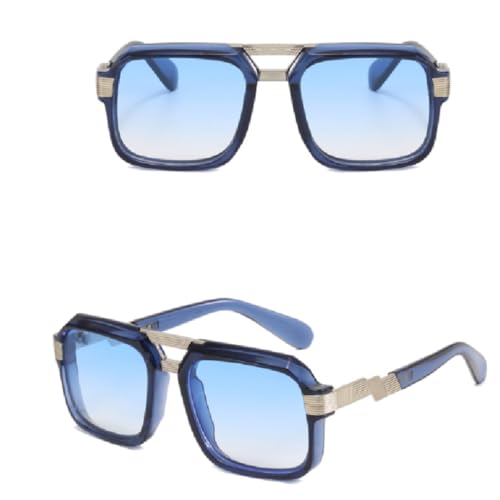 PPFVVTV Retro Brown Box Sonnenbrille Herrenmode Luxusbrille Sonnenschutz und UV-Schutz (Cyan) von PPFVVTV