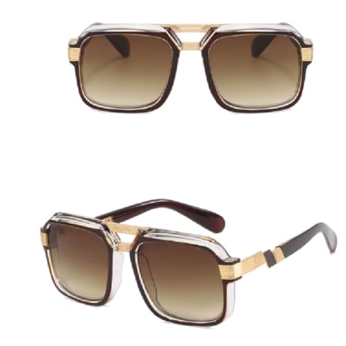 PPFVVTV Retro Brown Box Sonnenbrille Herrenmode Luxusbrille Sonnenschutz und UV-Schutz (Kaffee) von PPFVVTV