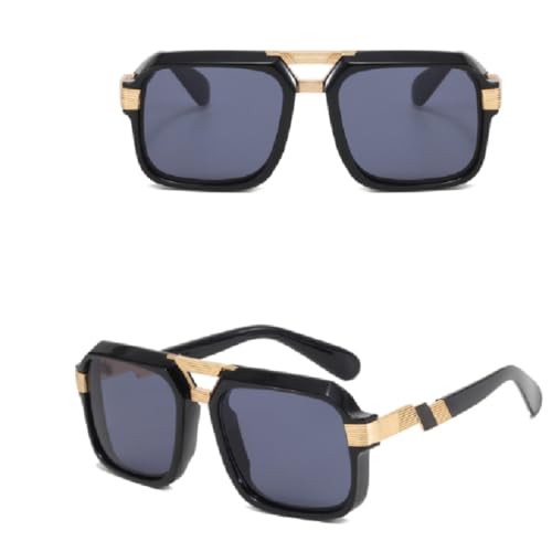 PPFVVTV Retro Brown Box Sonnenbrille Herrenmode Luxusbrille Sonnenschutz und UV-Schutz (schwarz) von PPFVVTV