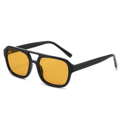 PPFVVTV Retro Doppelstege Damenmode Sonnenbrillen Shades UV400 Trendy Herren Leopard (Schwarz Orange) von PPFVVTV
