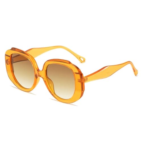 PPFVVTV Retro Einzigartige ovale Sonnenbrille, modisch, klarer Farbverlauf, UV400, für Herren und Damen, Punk-Stil (klar, orange-braun) von PPFVVTV