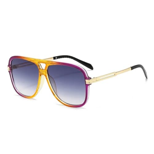 PPFVVTV Retro Klare Farbverlaufsgläser UV400 Herren Sonnenbrille Mode Doppelstege Damen Luxus Sonnenbrille (TTYJ352-3) von PPFVVTV
