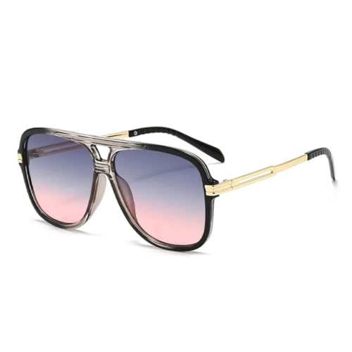 PPFVVTV Retro Klare Farbverlaufsgläser UV400 Herren Sonnenbrille Mode Doppelstege Damen Luxus Sonnenbrille (TTYJ352-6) von PPFVVTV
