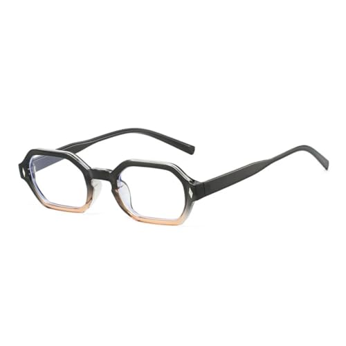 PPFVVTV Retro Kleine Polygon Rechteck Sonnenbrille Damen Shades UV400 Mode Klare Verlaufsgläser Herren Retro Nieten Rahmen (Grau Orange Klar) von PPFVVTV