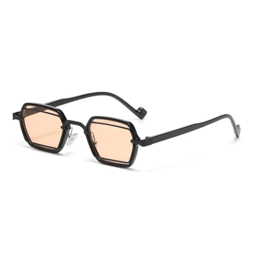 PPFVVTV Retro Kleine Punk-Sonnenbrille Damen Outdoor Reisestil Sonnenbrille Trendy Street Shades UV400 (Schwarz Champagner) von PPFVVTV