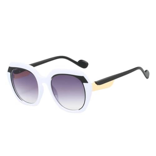 PPFVVTV Retro Leopard Gradient Oval Damen Sonnenbrille Luxus Farbabstimmung Rahmen Modetrend Herren UV400 (weiß grau) von PPFVVTV