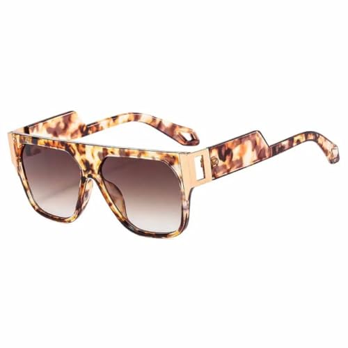 PPFVVTV Retro-Luxus-Sonnenbrille mit großem Rahmen für Männer und Frauen, trendige Outdoor-Reise-Sonnenbrille, UV400 (Blumentee) von PPFVVTV