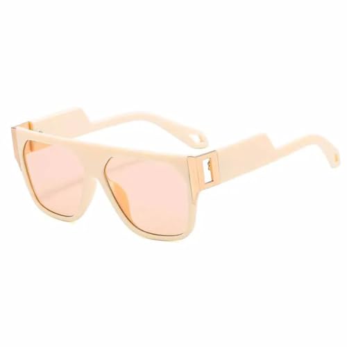 PPFVVTV Retro-Luxus-Sonnenbrille mit großem Rahmen für Männer und Frauen, trendige Sonnenbrille für Outdoor-Reisen, Autofahren, UV400 (Beige-Champagner) von PPFVVTV