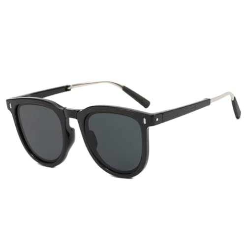 PPFVVTV Retro-Nieten verzieren faltbare Outdoor-Sonnenbrillen für Damen und Herren, Sonnenbrille, Angelbrille, UV400 (helles Schwarzgrau) von PPFVVTV