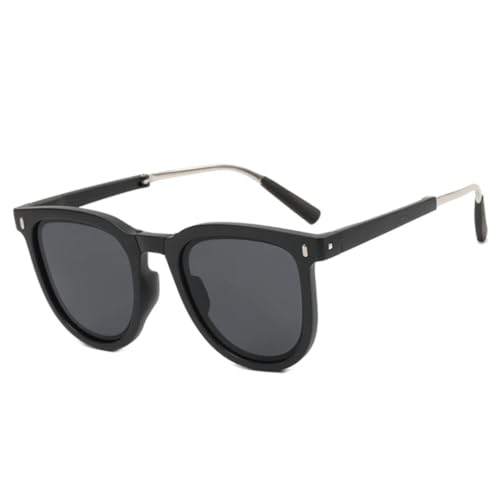 PPFVVTV Retro-Nieten verzieren faltbare Outdoor-Sonnenbrillen für Damen und Herren, Sonnenbrille, Fahren, Angeln, Brillen, UV400 (Sand, Schwarz, Grau) von PPFVVTV