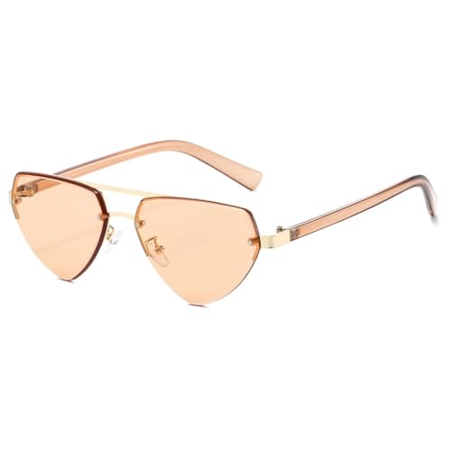PPFVVTV Retro-Sonnenbrille mit Halbrahmen aus Metall, klassische Doppelbalken, große Rahmen, Sonnenbrille für den Außenbereich, UV-beständig, Unisex (C6 Champagner) von PPFVVTV